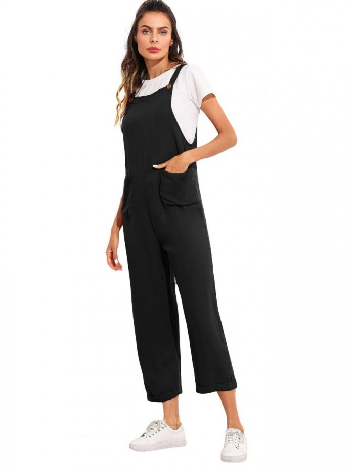 Women's Adjustable Straps Jumpsuit Overalls with Pockets 