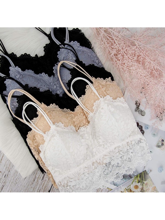 5 Pcs Lace Bralettes for Women Bralette Padded Lace Bandeau Bra 