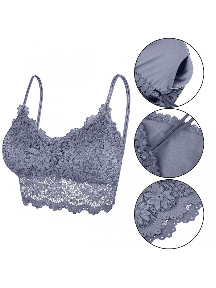 5 Pcs Lace Bralettes for Women Bralette Padded Lace Bandeau Bra 