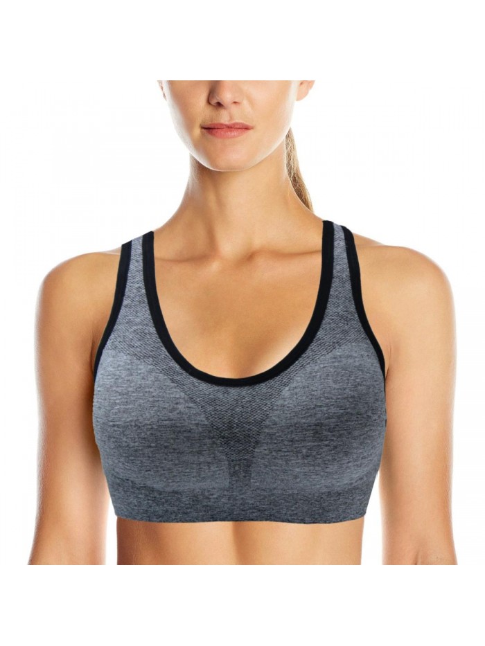 3 Pack Women's Medium Support Cross Back Wirefree Removable Cups Yoga Sport Bra 