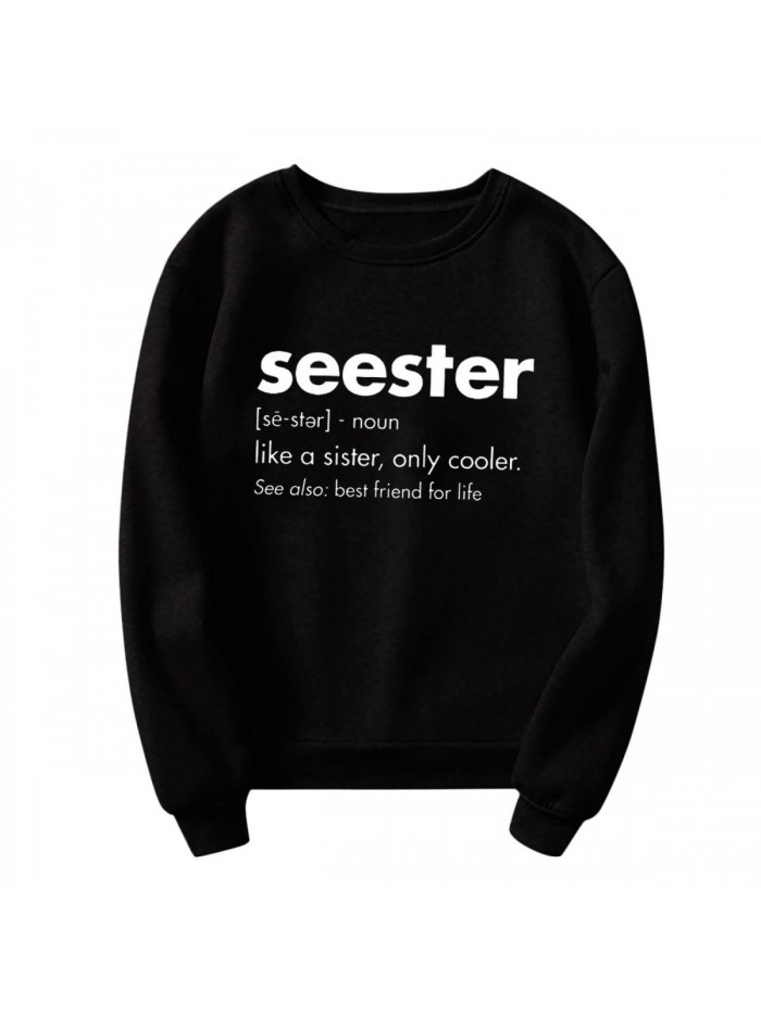 Sweatshirt for Women Seester Worlds Graphic Shirt Crewneck Pullover Long Sleeve Shirts Lightweight Tops 