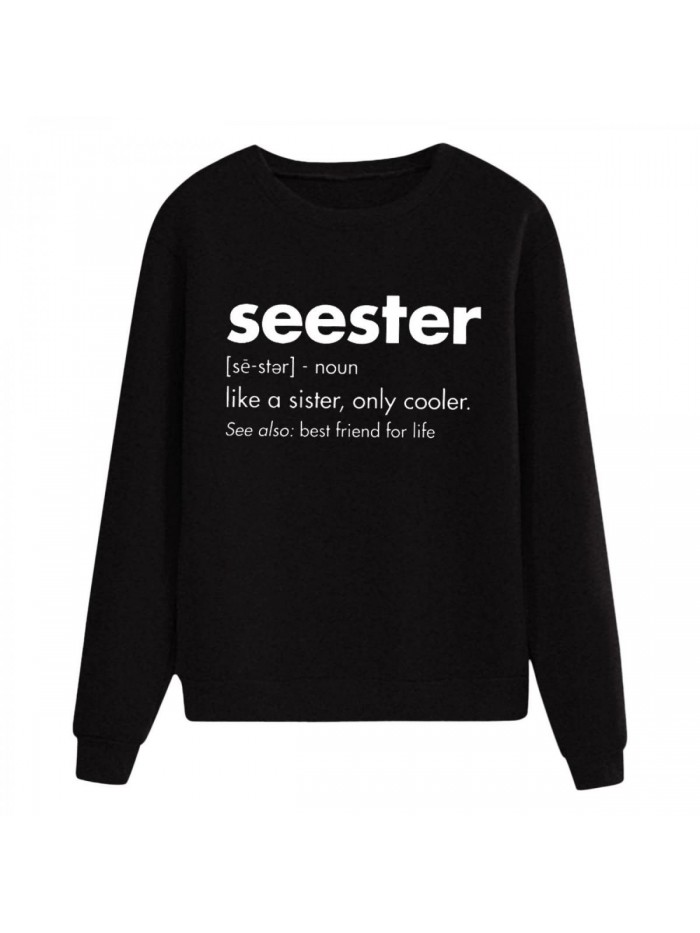 Sweatshirt for Women Seester Worlds Graphic Shirt Crewneck Pullover Long Sleeve Shirts Lightweight Tops 