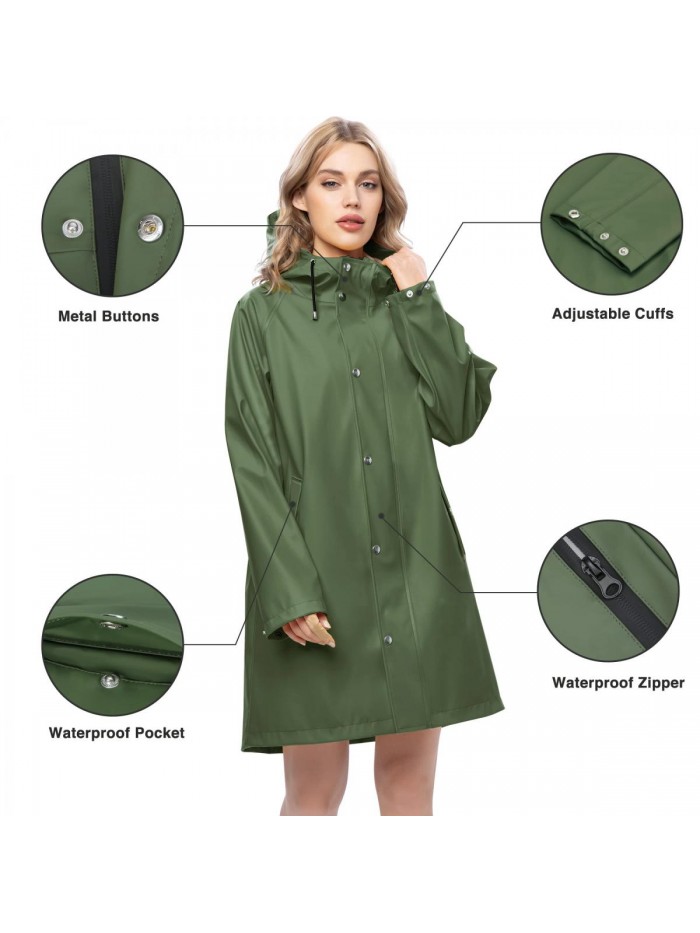 Raincoat for Women Waterproof Jacket Outdoor Ladies Lightweight Trench Coat 