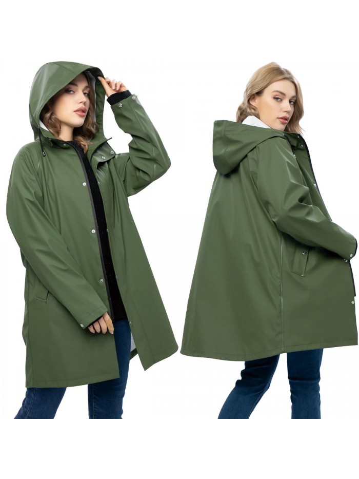 Raincoat for Women Waterproof Jacket Outdoor Ladies Lightweight Trench Coat 