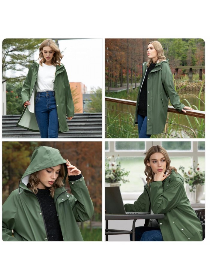 Raincoat for Women Waterproof Jacket Outdoor Ladies Lightweight Trench Coat 