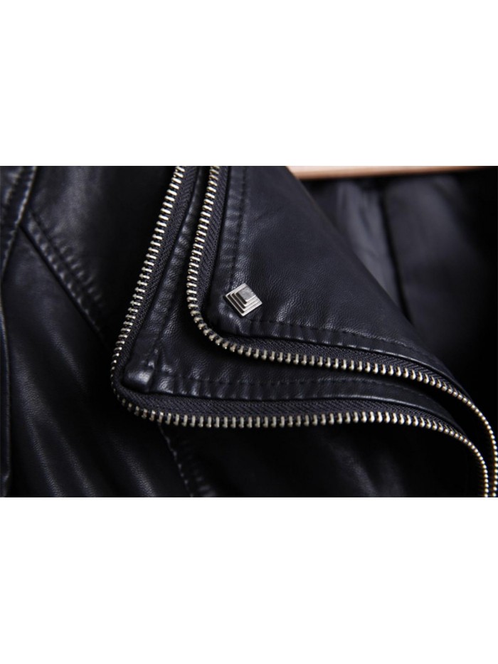 Women's Fashion Studded Perfectly Shaping Faux Leather Biker Jacket 