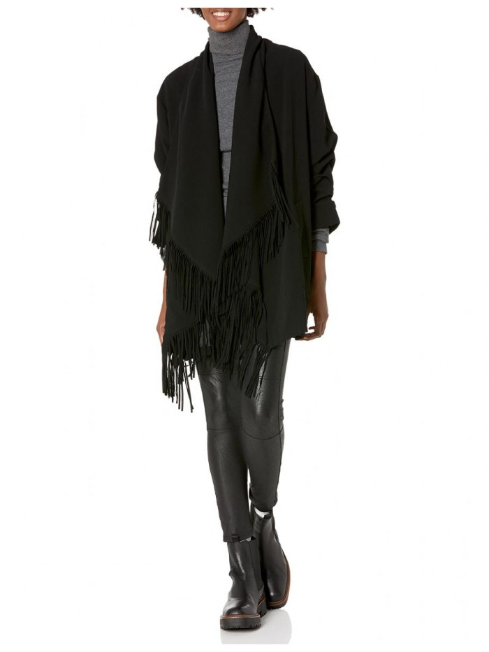 à Sept Women's Tall Size Crepe Fringe Azura Jacket 