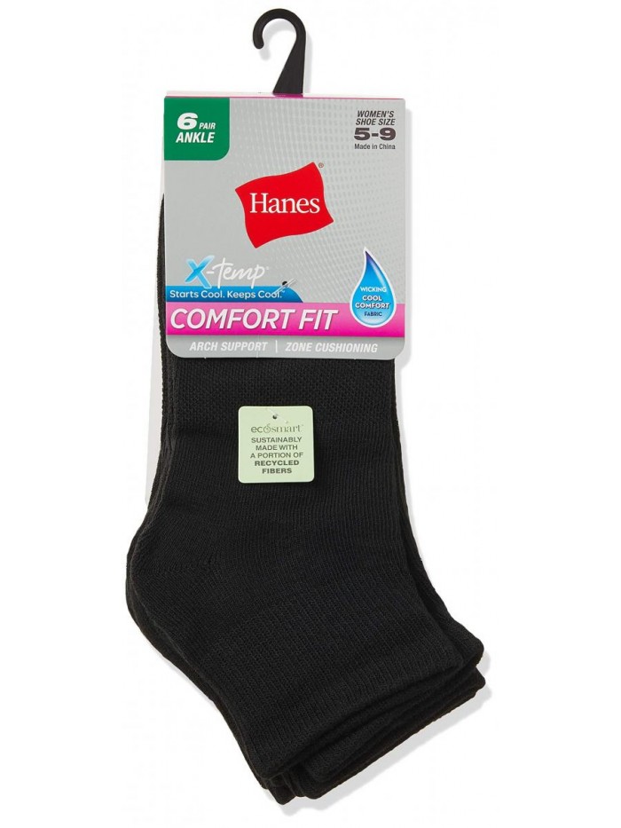 Women's 6-Pair Comfort Fit Ankle Socks 