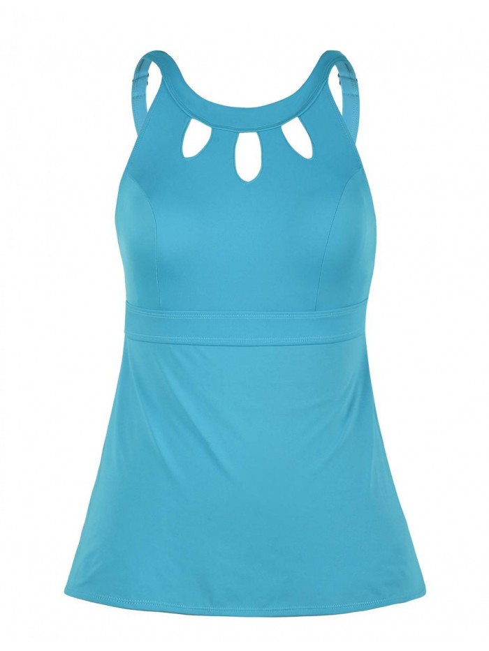 Women's Halter High Neck Tankini Top Key Hole Bathing Suit 