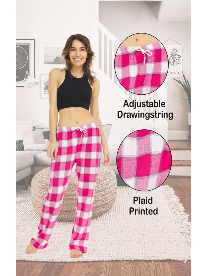 Pants for Women-Flannel Plaid Pants for Women-Plus 3 Pack 