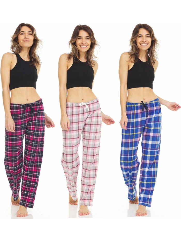 Pants for Women-Flannel Plaid Pants for Women-Plus 3 Pack 