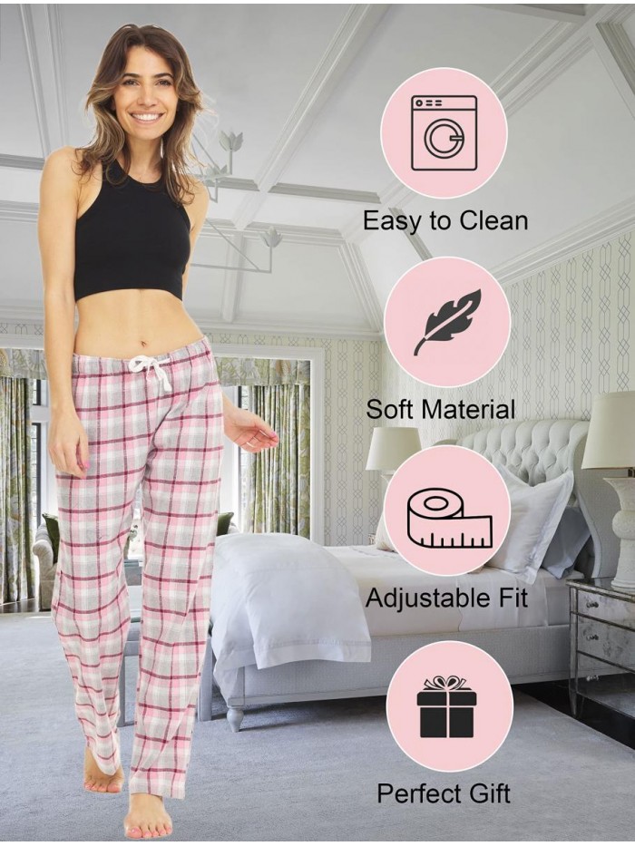 Pants for Women-Flannel Plaid Pants for Women-Plus 3 Pack 