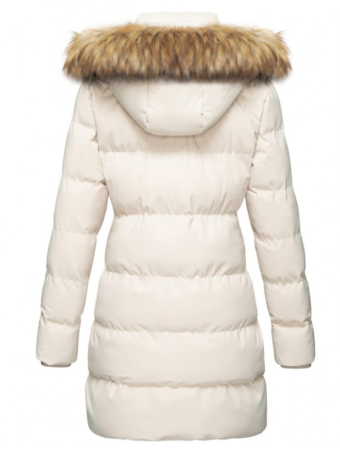 Women's Winter Thicken Puffer Coat Warm Jacket with Fur Removable Hood 