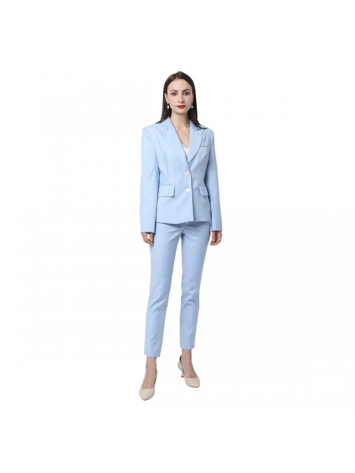 2 Piece Office Work Suit Set One Button Blazer and Pants 