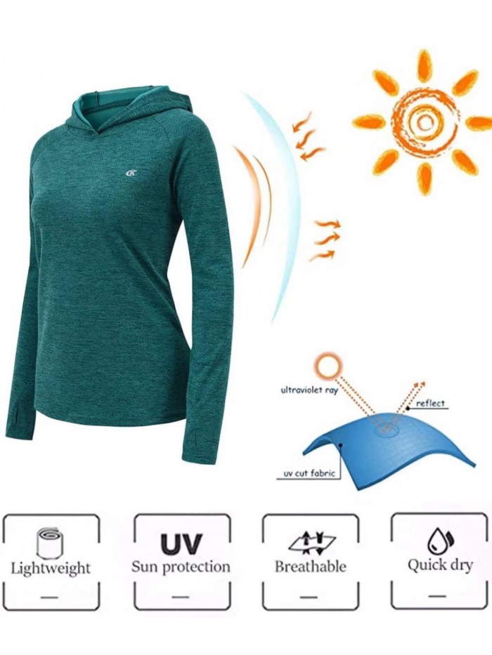 Long Sleeve Hoodie Shirts UPF 50+ Sun Protection UV Outdoors Lightweight T-Shirt Fishing Running Workout Tops 