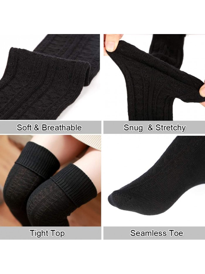 Thigh High Socks Extra Long Cotton Knit Warm Thick Tall Long Boot Stockings Leg Warmers 