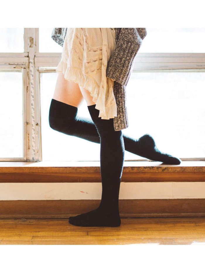 Thigh High Socks Extra Long Cotton Knit Warm Thick Tall Long Boot Stockings Leg Warmers 