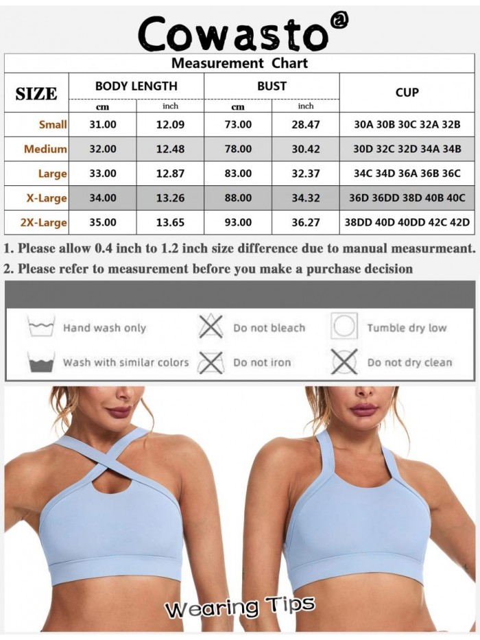 Cowasto Women’s Sports Bra Sexy Cross Front Strappy Seamless Yoga Gym Workout Bra with Removable Padded