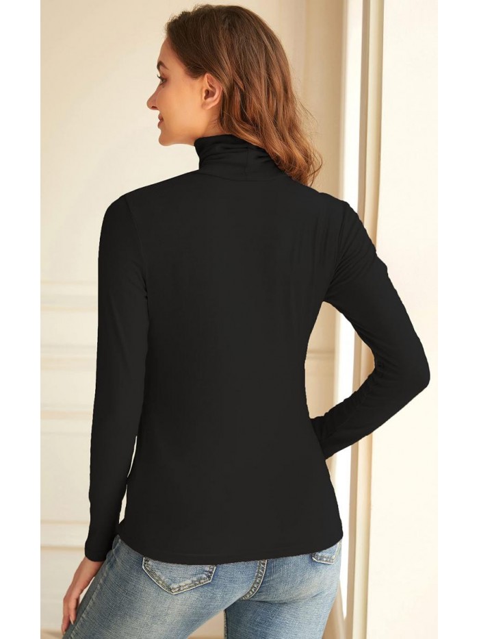 Women Turtleneck Tops Long Sleeve Slim Fit Lightweight Base Layer Shirts