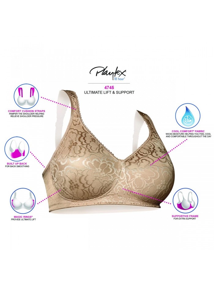 18-Hour Ultimate Lift Wireless Bra, Wirefree Bra with Support, Full-Coverage Wireless Bra for Everyday Comfort