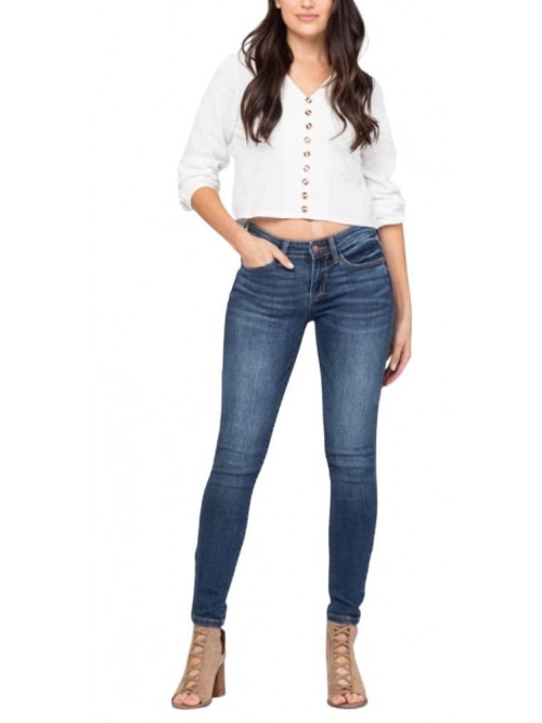 Blue Handsand Mid Rise Skinny 