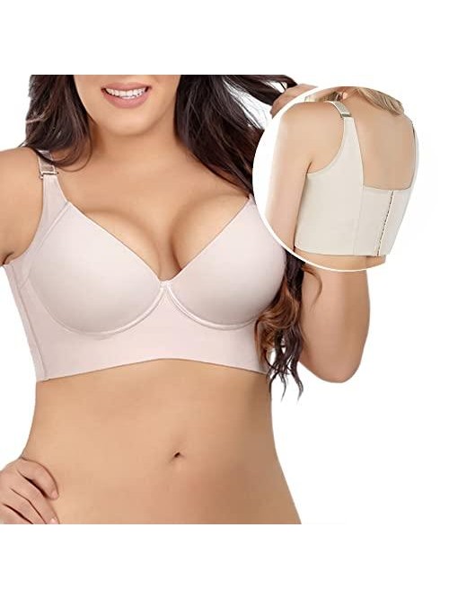 Women Deep Cup Bra Hide Back Fat Bra with Shapewea...