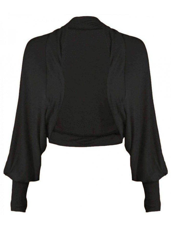 Batwing Shrug Long Sleeve Cropped Cardigan Womens Plain Jersey Bolero Shrug Open Front Top 