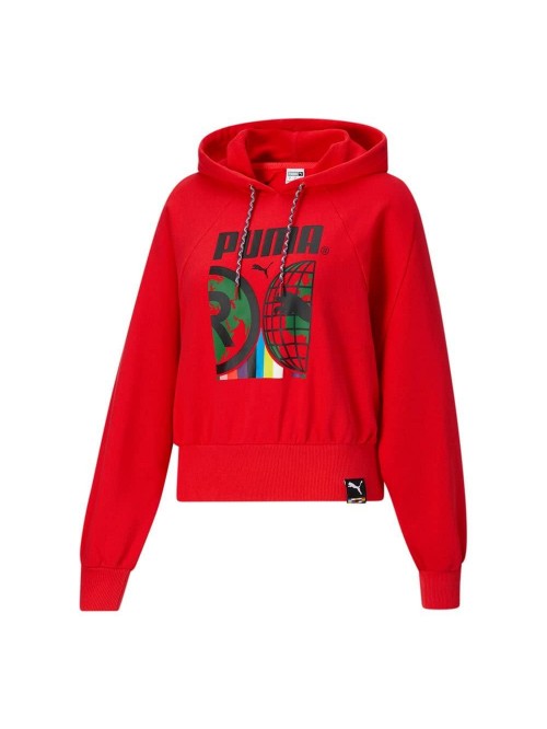 Womens International Graphic Hoodie Top - Red 