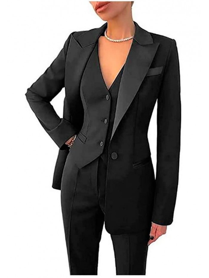 3 Piece Office Work Suit Blazer Vest Pants Business Outfits Pants Suit Set Prom Party Suit 