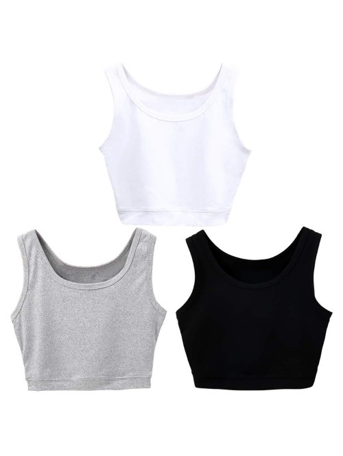 3 Pack Basic Crop Tank Tops for Women Short Yoga D...