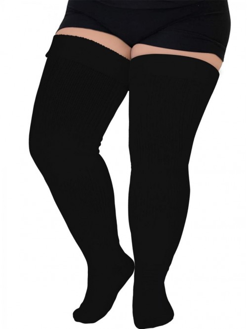 Size Thigh High Socks For Women Extra Long Black T...