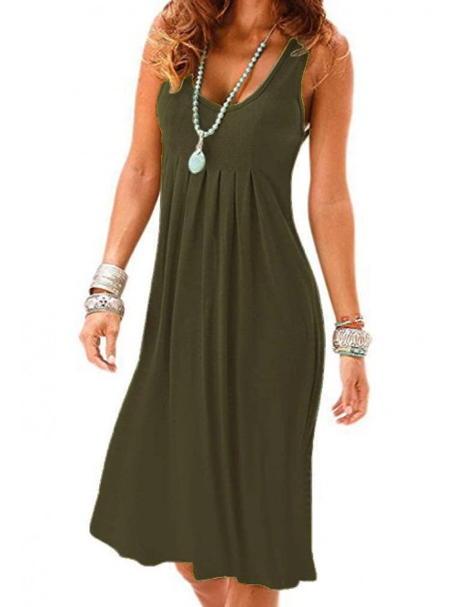 Women Casual Loose Tank Dresses Sleeveless Beach V...