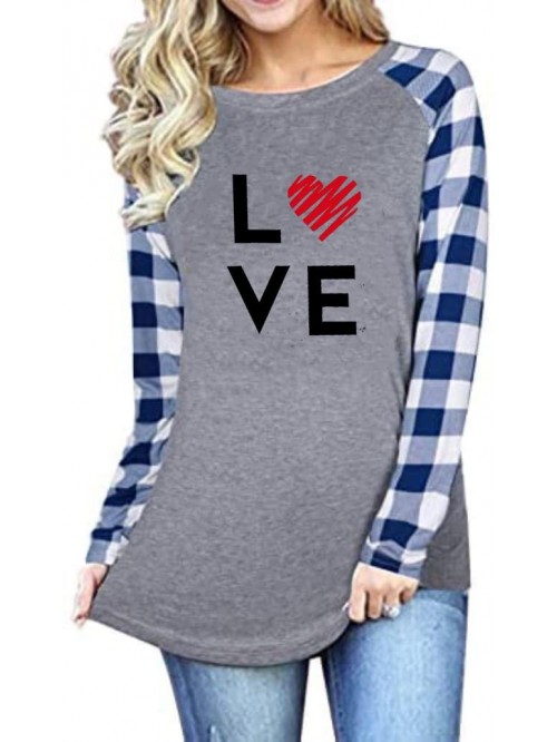 Womens Valentine's Day T-Shirts Plaid Leopard Love...