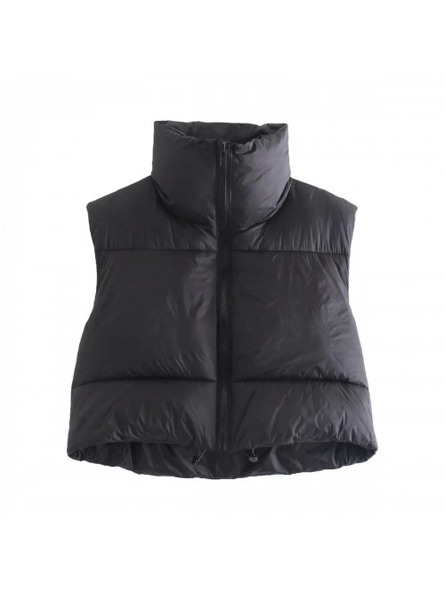 Crop Puffer Vest Sleeveless Lightweight Down Jacke...