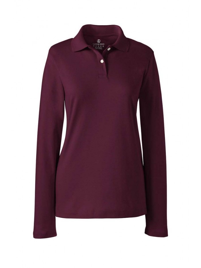 School Uniform Women's Long Sleeve Feminine Fit Interlock Polo Shirt  