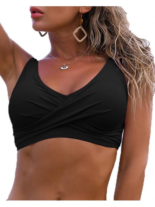 Women's Twist Front Bikini Top V Neck Push Up Padd...