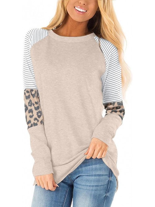 Womens Long Sleeve Tops Casual Color Block Tunic L...