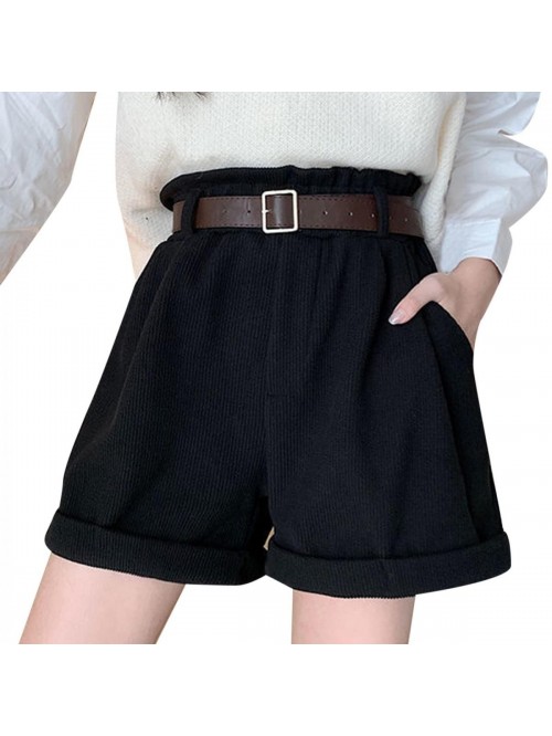 Women High Waisted Corduroy Shorts Casual Wide Leg...