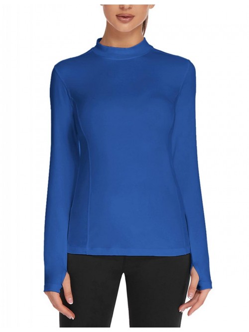 Women's Thermal Micro-Fleece Tops Mock Neck Long S...