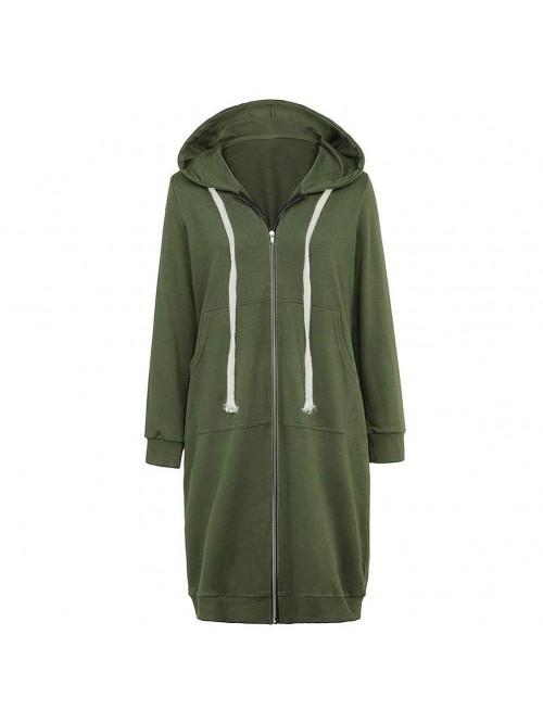 Casual Zip up Hoodies Long Tunic Sweatshirts Jacke...