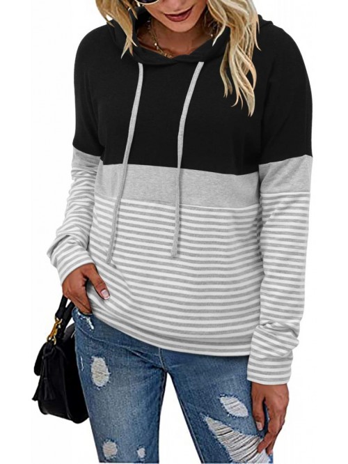 Color Block Hoodies Fall Top Long Sleeve Shirts Ca...