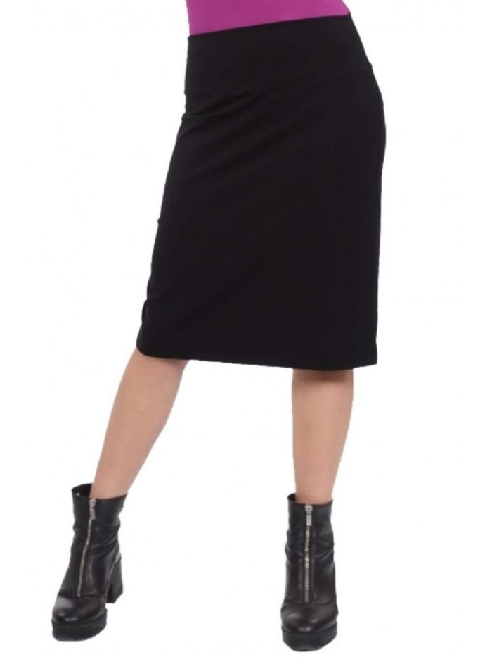 Casual Women's Modest Knee Length Stretch Pencil Skirt in Lightweight Cotton Spandex 