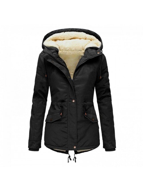 Womens Coat Autumn Winter Hoodie Faux-Fur Warm Ins...