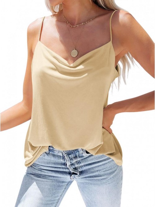 Women Spaghetti Straps Cowl Neck Camis Loose Comfy...