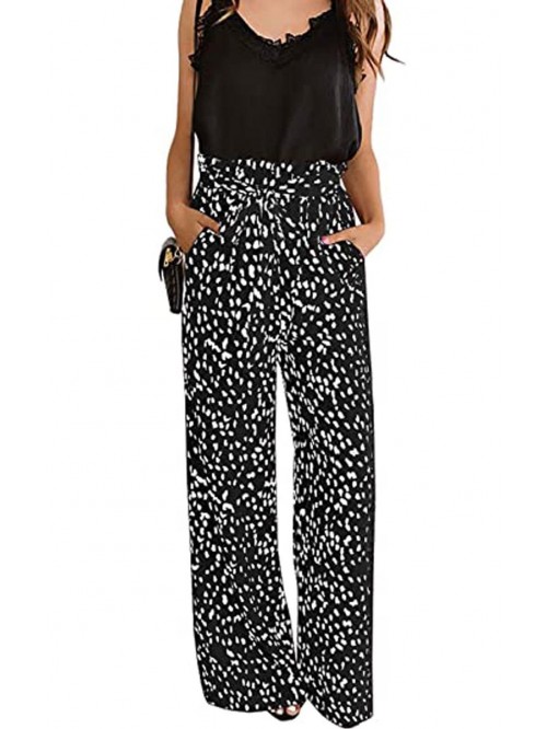Womens Cotton Soft Palazzo Wide Leg Pant with Pock...