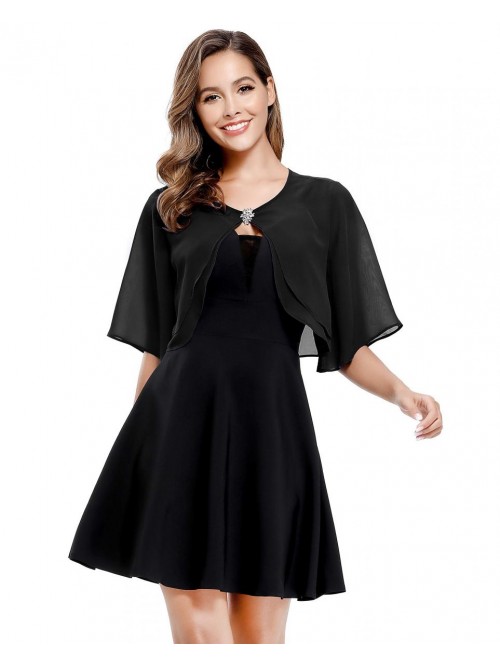 Short Sleeve Open Front Soft Chiffon Shrug Cardiga...