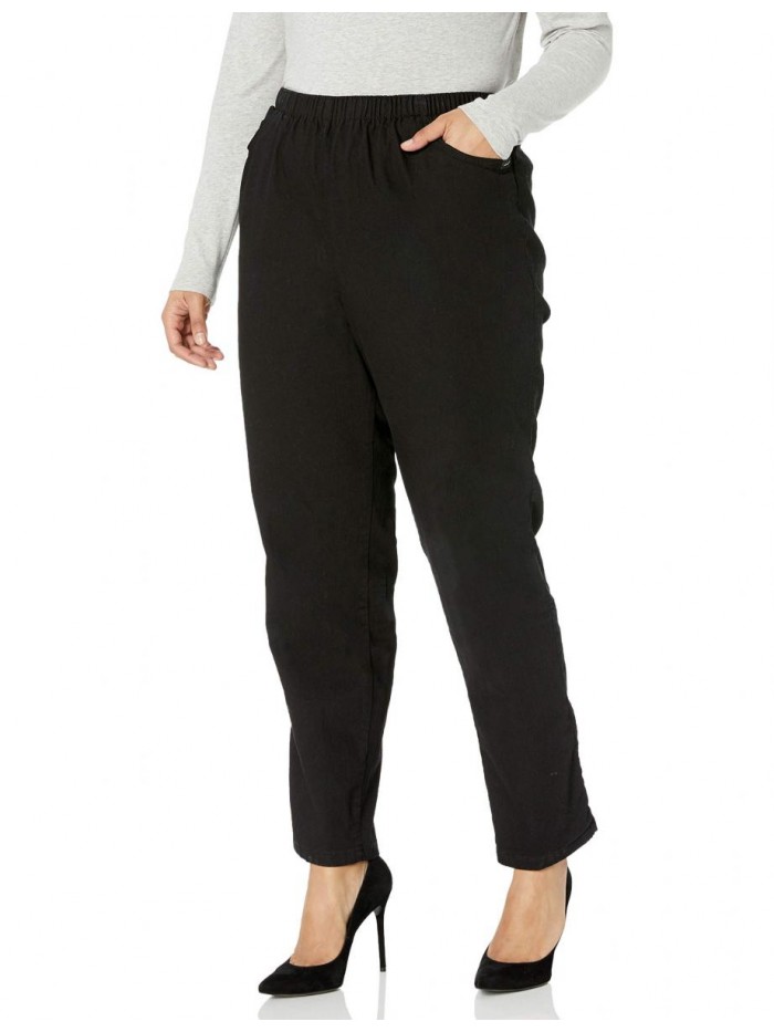 Classic Collection Women's Plus Size Stretch Elastic Waist Pull-On Pant 