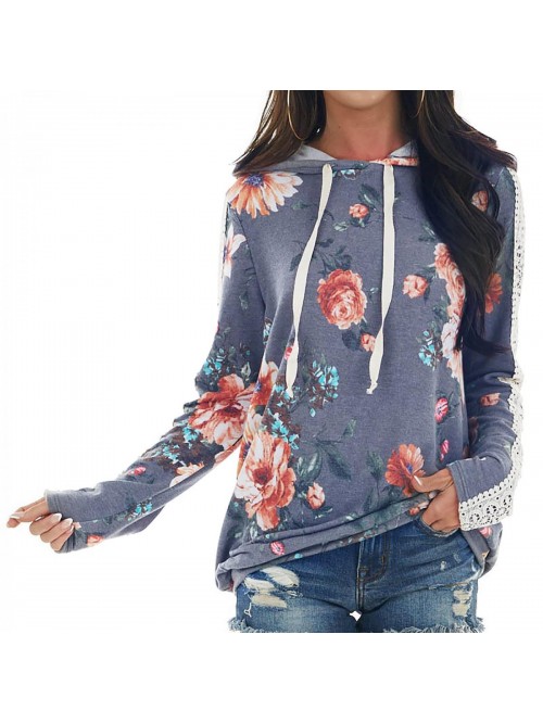 Hoodies for Women Aesthetic Floral Print Shirts Ca...