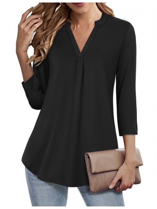 Women's V Neck 3/4 Sleeve Shirts Dressy Tops Busin...