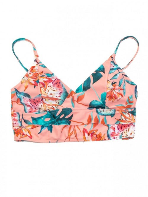 Women's Tropical Floral Print V Neck Tankini Top B...